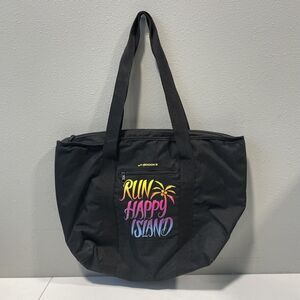 Brooks Run Happy Island Tote Bag Black Zippered Travel‎ Gym Beach